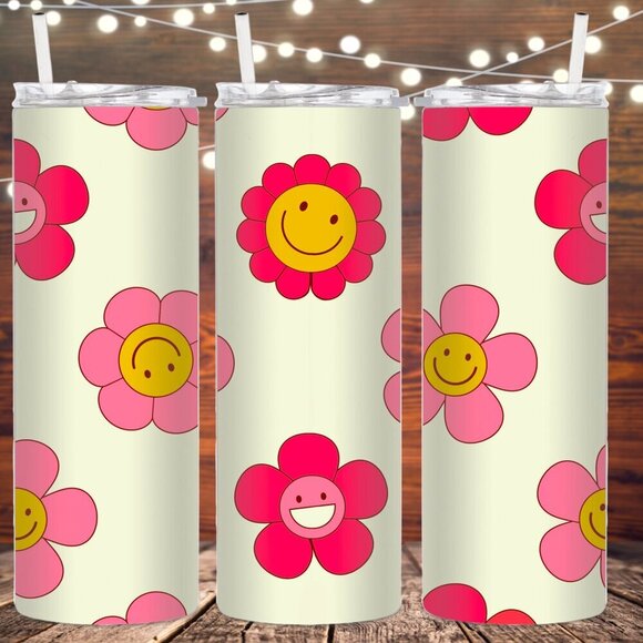 handmade Other - Retro Smiley Face Flower Metal Tumbler